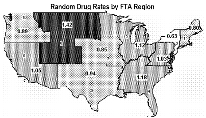 Map - Random Drug Rates by FTA Region