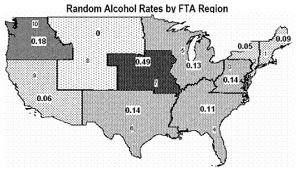 Map - Random Alcohol Rates by FTA Region