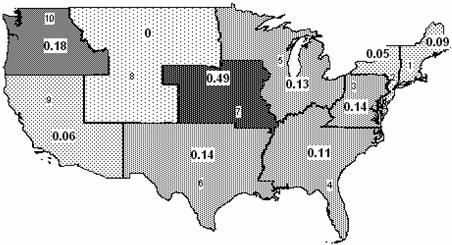 Random Alcohol Rates by FTA Region