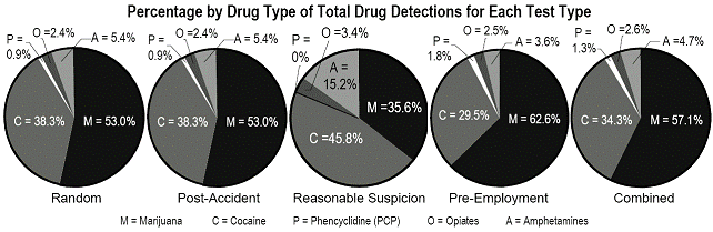 Percentage by Drug Type of Total Drug Detections for Each Test Type